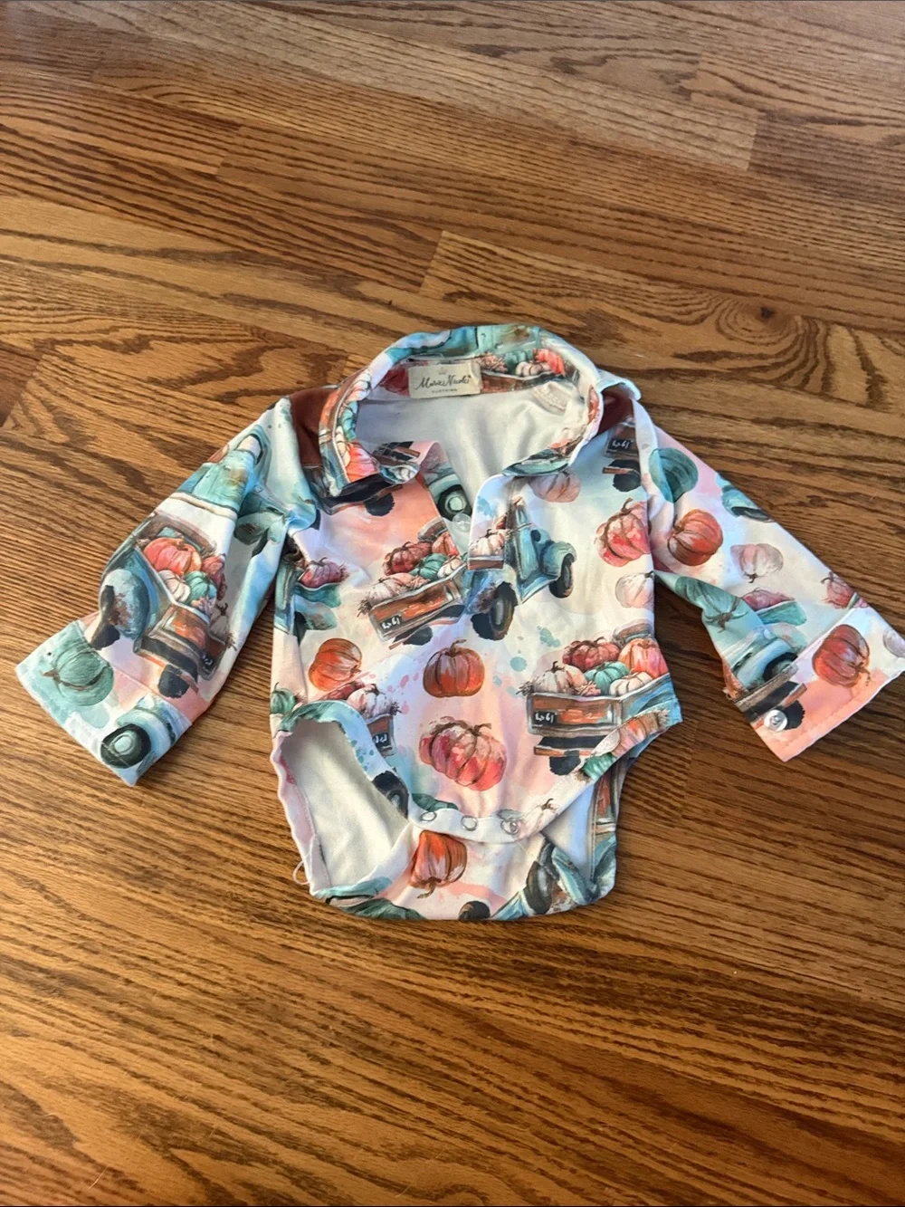 Pumpkin truck size 0-3 bodysuit